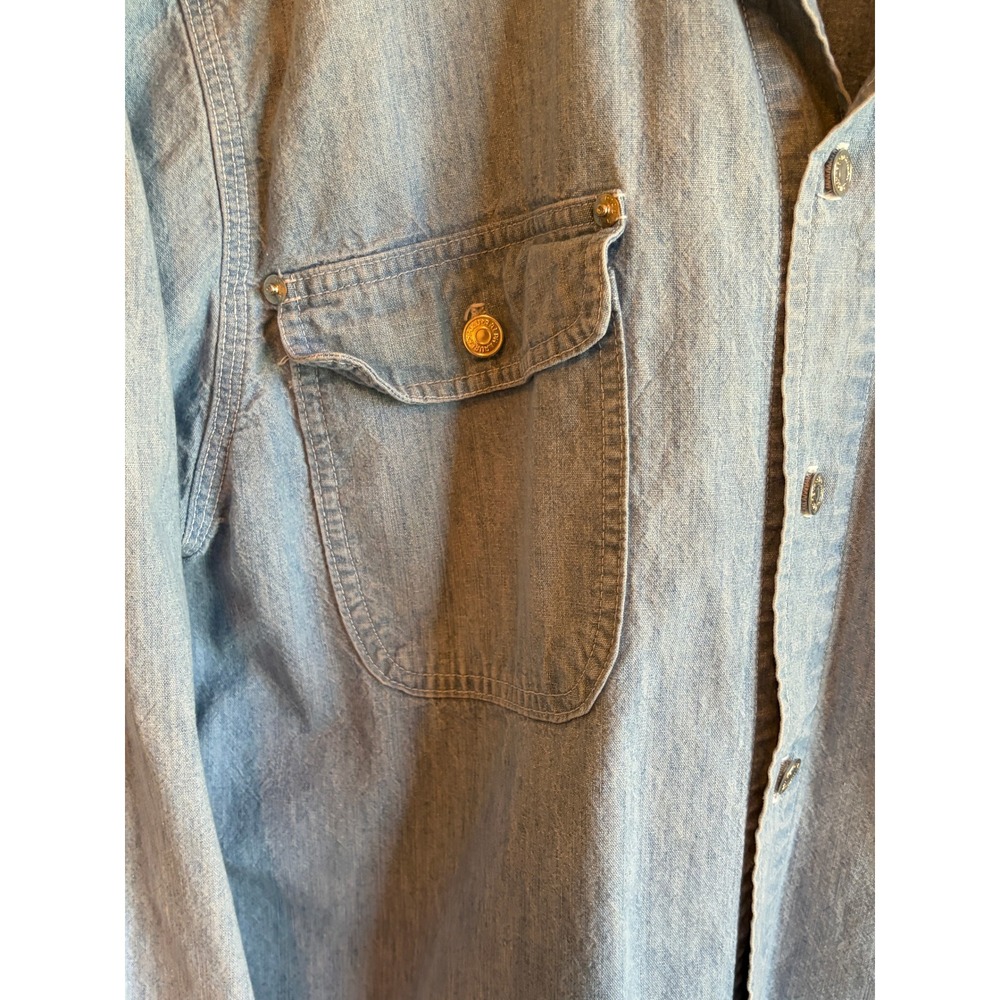 Vintage 80s Polo Ralph Lauren Denim Button Down Shirt Light Wash Women 12 - Picture 2 of 6